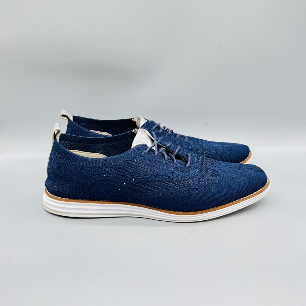 Cole Haan Shoes Womens 11 Blue Knit Grand OS Wingtip Oxford Dress Sneakers
